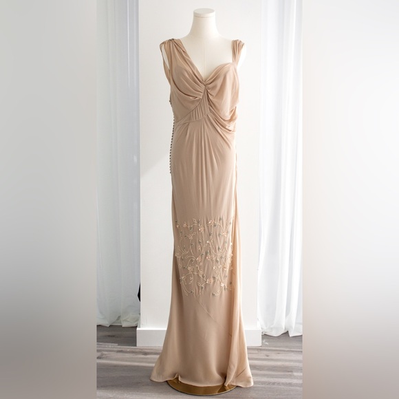 Christian Dior By John Galliano S/S 2007 Vintage Beige Floral Embellished Dress - Picture 3 of 16